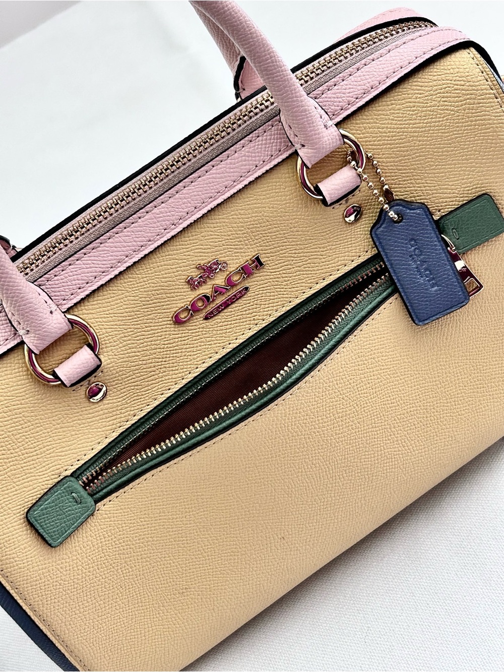 Coach Rowan Colorblock Structured Satchel Crossbody Strap C3428 10.5”x6.25” EUC - Picture 6 of 16